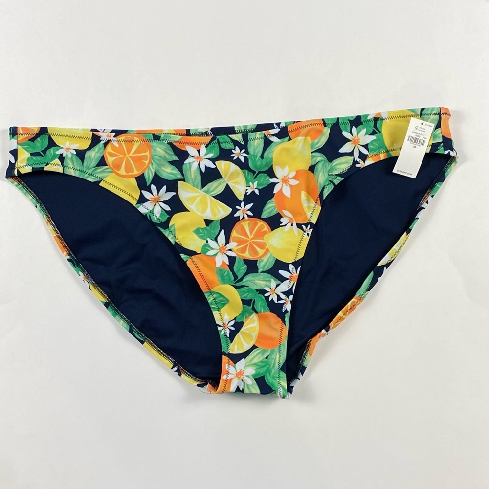 Old Navy Bikini Swim Bottoms Women XXL Blue Yellow Orange Tropical Low Rise XXL